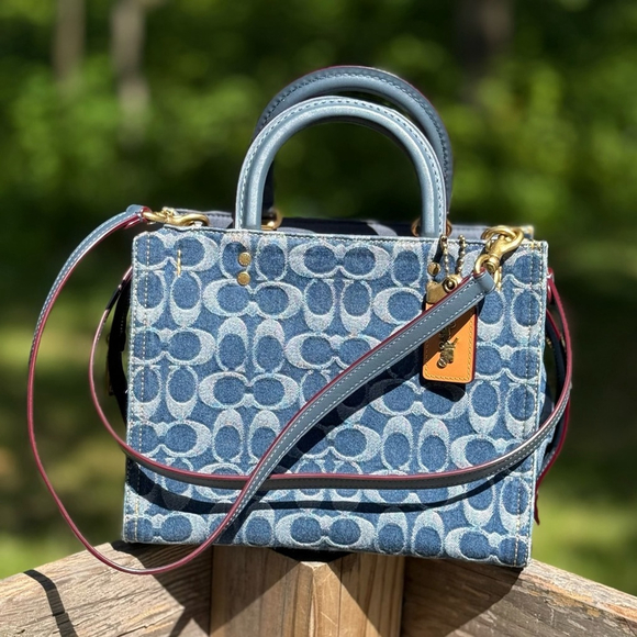 Coach Handbags - Coach Rogue 25 Signature Denim Satchel Crossbody Bag NWOT